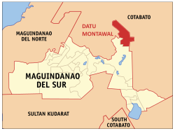 Mapa ning Maguindanao del Sur ampong Datu Montawal ilage