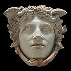 Fig. 19. "Beautiful" gorgoneion, with small head wings and two snakes twined under her chin; the Medusa Rondanini, Munich, Staatliche Antikensammlungen GL 252 (first-second century AD, Roman copy of a Greek original?)[90]