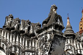 Leographic statues[16] line the rooftop at Bagan's Ananda Temple