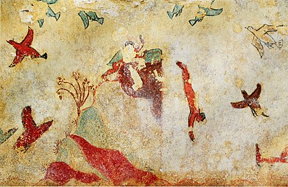 Fresco. Tomb of Hunting and Fishing. Monterozzi necropolis, Tarquinia, Italy. Around 530 - 500 BCE
