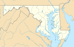 Mapa konturowa stanu Maryland, w centrum znajduje się punkt z opisem „Landover”