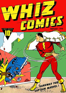 Captain Marvel op de cover van Whiz Comics