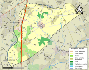 Carte en couleurs présentant l'occupation des sols.