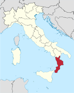 Kalabrijas atrašanās vieta Itālijā
