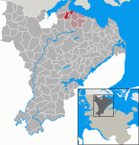 Poziția Munkbrarup pe harta districtului Schleswig-Flensburg