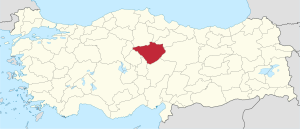 Location of Yozgat Province in Turkey