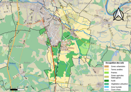 Carte des infrastructures et de l'occupation des sols de la commune en 2018 (CLC).