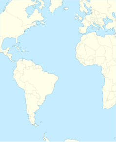 Mapa konturowa Oceanu Atlantyckiego, blisko centrum na prawo u góry znajduje się punkt z opisem „TFS”