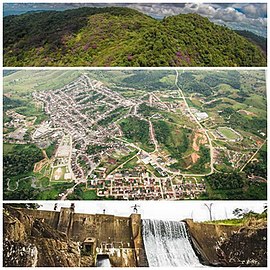 Vista Aérea da Serra Bonita, do município e a barragem