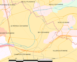 Mapa obce Bry-sur-Marne
