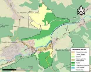 Carte en couleurs présentant l'occupation des sols.