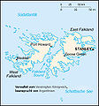Falklandinseln Karte deutsch. Mapa en alemán