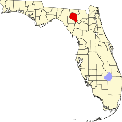 Karte von Suwannee County innerhalb von Florida