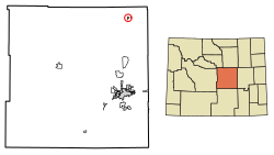 Location of Midwest in Natrona County, Wyoming.