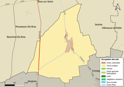 Carte des infrastructures et de l'occupation des sols en 2018 (CLC) de la commune.