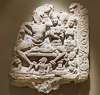 King and queen in Jataka scene of an earlier life of the Buddha, c. 200, from Ghantasala