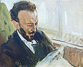 Singer Francisco d'Andrade, reading a newspaper, 1903