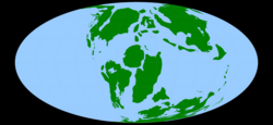 Карта континентов в середине мела (105 млн лет назад)