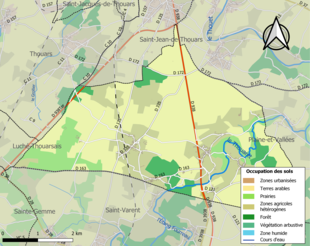 Carte en couleurs présentant l'occupation des sols.