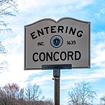 Entering Concord sign, with the year of the town's foundation