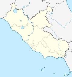 Mapa konturowa Lacjum, w centrum znajduje się punkt z opisem „Bazylika św. Klemensa”