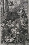 Christ in Gethsemane label QS:Len,"Christ in Gethsemane" label QS:Lpl,"Chrystus w Getsemani" label QS:Lnl,"Christus in Getsemane" 1521. engraving. 11.5 × 7.5 cm (4.5 × 2.9 in). Rotterdam, Museum Boijmans Van Beuningen.