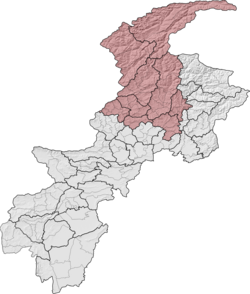 Malakand Division (red) in Khyber Pakhtunkhwa