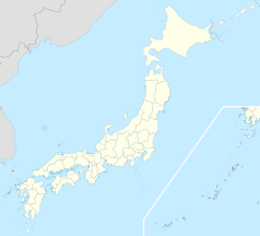 Mapa konturowa Japonii, na dole po prawej znajduje się punkt z opisem „Nago”