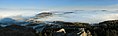 Paysage de la Rhön vu depuis le Milseburg avec une couche d'inversion.