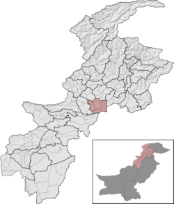 Nowshera District (red) in Khyber Pakhtunkhwa