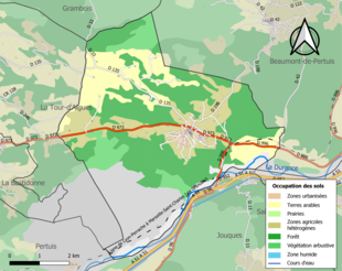 Carte en couleurs présentant l'occupation des sols.