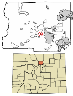 Location of the Seven Hills CDP in Boulder County, Colorado