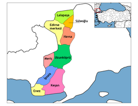 districts del prouvinche d' Edirne