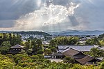 Thumbnail for File:Sunlight through clouds and view of Ginkaku-ji Temple from above, Kyoto, Japan.jpg