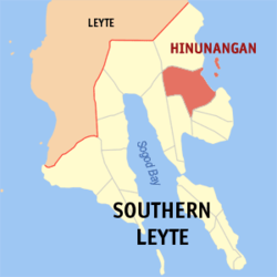 Bản đồ Southern Leyte với vị trí của Hinunangan.