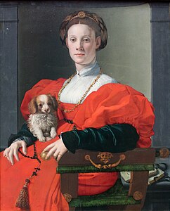 Portrett av ei kvinne med skjødehund (1530-åra).