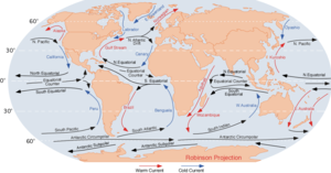 Map showing surface currents