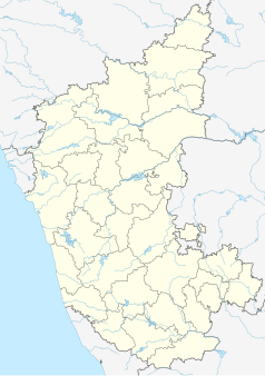 Mapa konturowa Karnataki, na dole nieco na prawo znajduje się punkt z opisem „Mysuru”