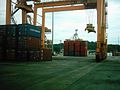 Rubber Tyred Gantry (RTG) in operation at Kuantan Port Container Yard