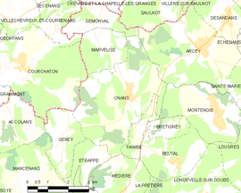 Mapa obce Onans