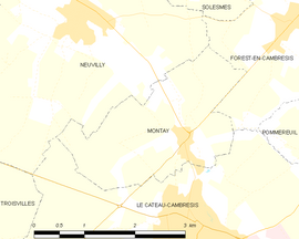 Mapa obce Montay