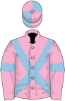 Pink, light blue cross belts and armlets, quartered cap