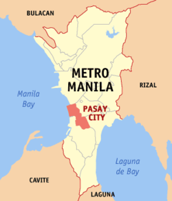 Mapa ng Kalakhang Maynila na nagpapakita ng lokasyon ng Pasay
