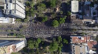 Vista aérea de protestas en Plaza Ñuñoa, el 21 de octubre.