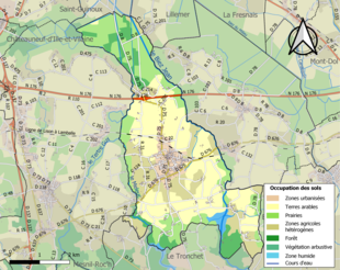 Carte en couleurs présentant l'occupation des sols.