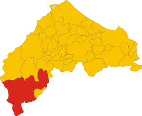 Poziția comunei în cadrul provinciei