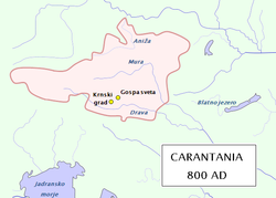 najverjetnejši obseg Karantanije okoli leta 800