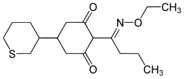 Structuurformule van cycloxydim (ketonvorm)