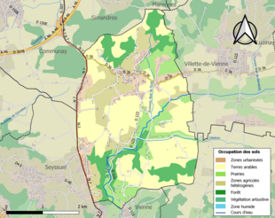 Carte en couleurs présentant l'occupation des sols.