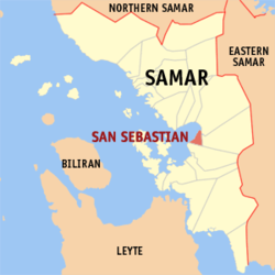 Map of Samar with San Sebastian highlighted